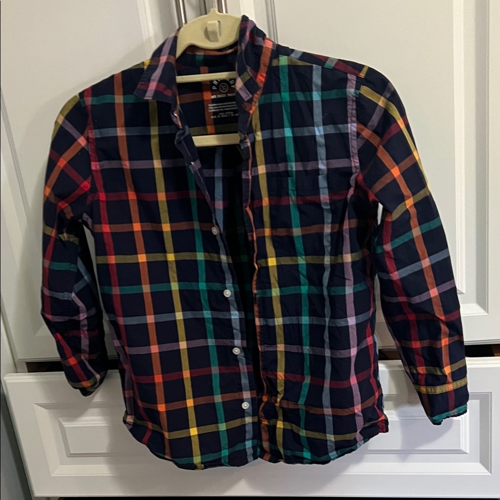 Primary Kids Multicolor Plaid Button Down Shirt